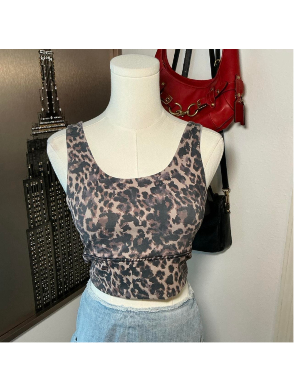DYI Medium Leopard Print Cutout Cropped Sports Bra Top